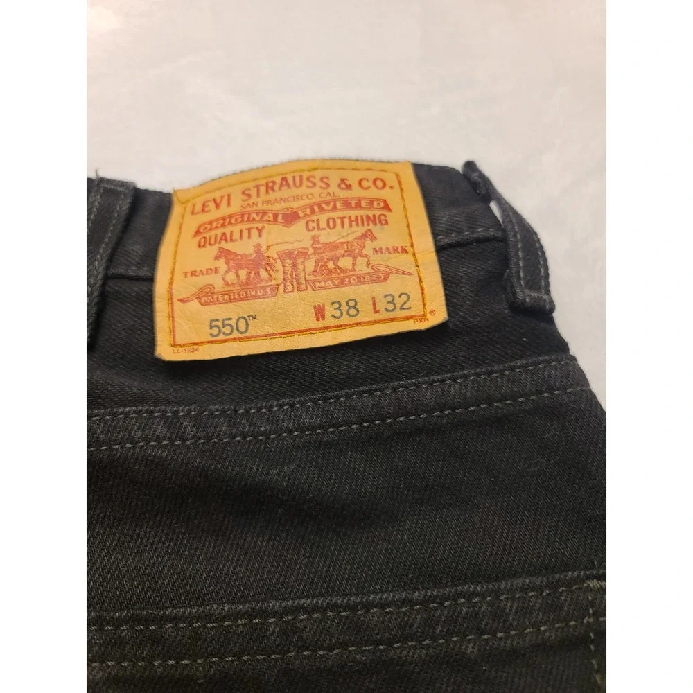 Levis 550 Relaxed Fit Black Denim‎ Jeans Mens 38x32 Pants Five Pocket Zip Fly